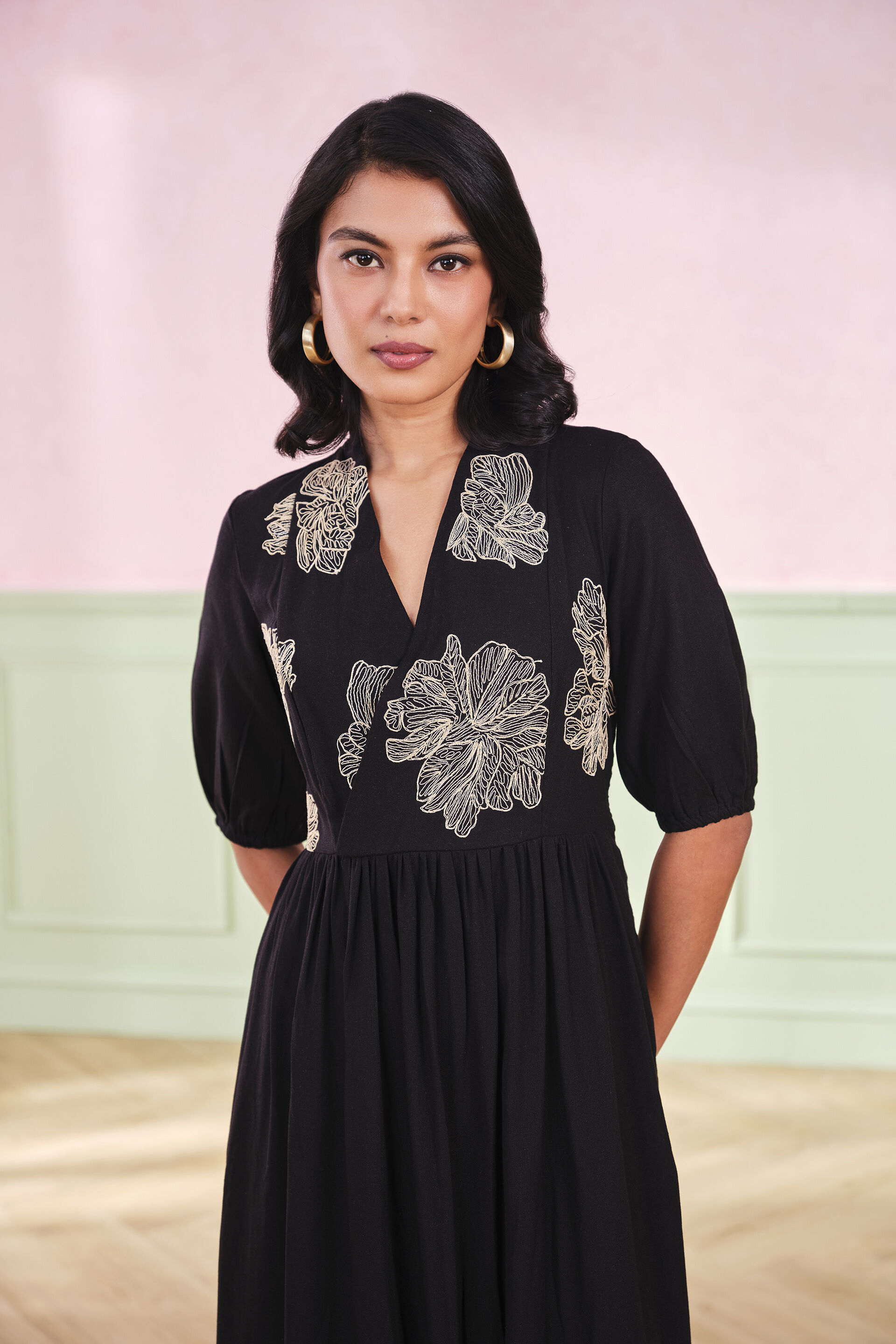 The Gala Viscose Blend Black Dress, Black, image 3